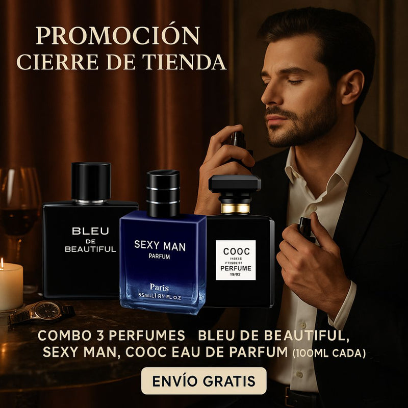 COMBO 3 PERFUMES - BLEU DE BEATIFUL, SEXY MAN, COOC EAU DE PARFUM (100ML CADA UNO) - PROMOCION CIERRE DE LA TIENDA
